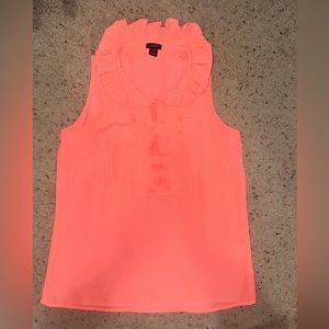 J. Crew bright coral / orange sheer sleeveless blouse top. XS. EUC.